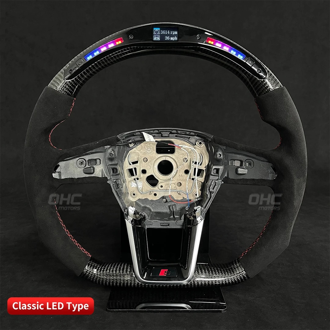 Auto Parts Steering Wheels for Audi A6 RS6 RS7 LED Racing Carbon Fiber Steering System
