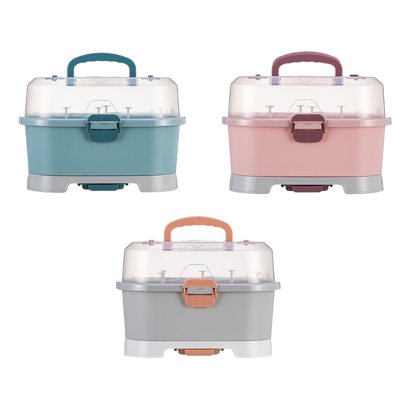 Other Baby Feeding Baby Feeding Bottle Drying Rack born Baby Nursing Bottle Storage Box Dustproof Tableware Cupboards Container 230130