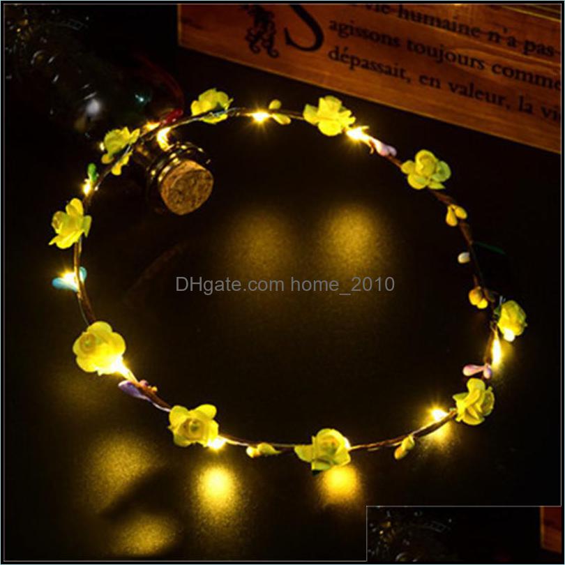 Party Favor Flashing Led Strings Glow Flower Crown Headbands Light Rave Floral Hair Garland Luminous Wreath Wedding Gifts Wq479 Dr7736780