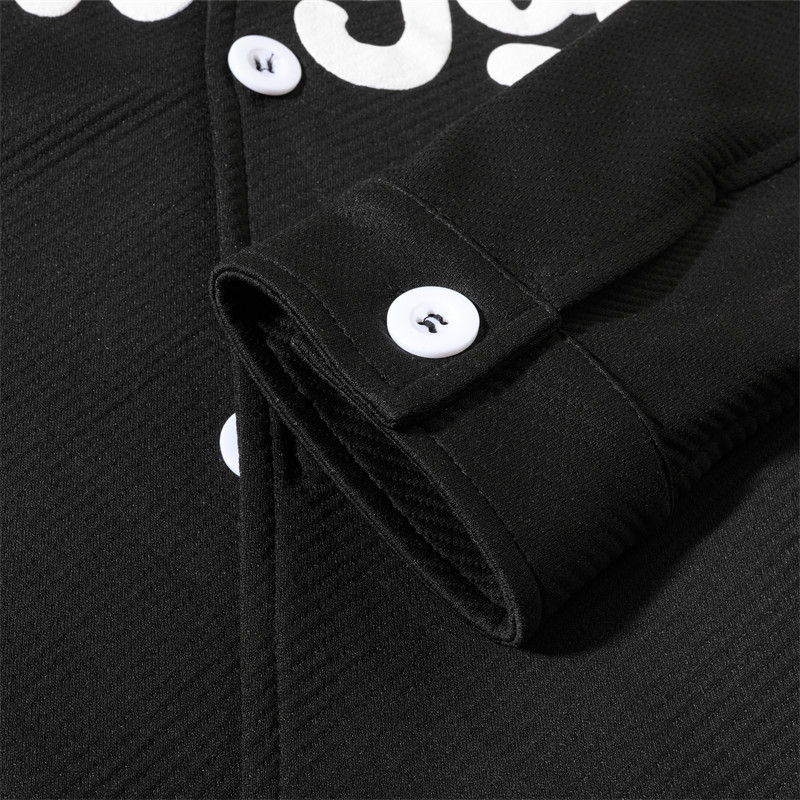 Men's Jackets Men 1pc Letter Graphic Single Breasted Coat 230130