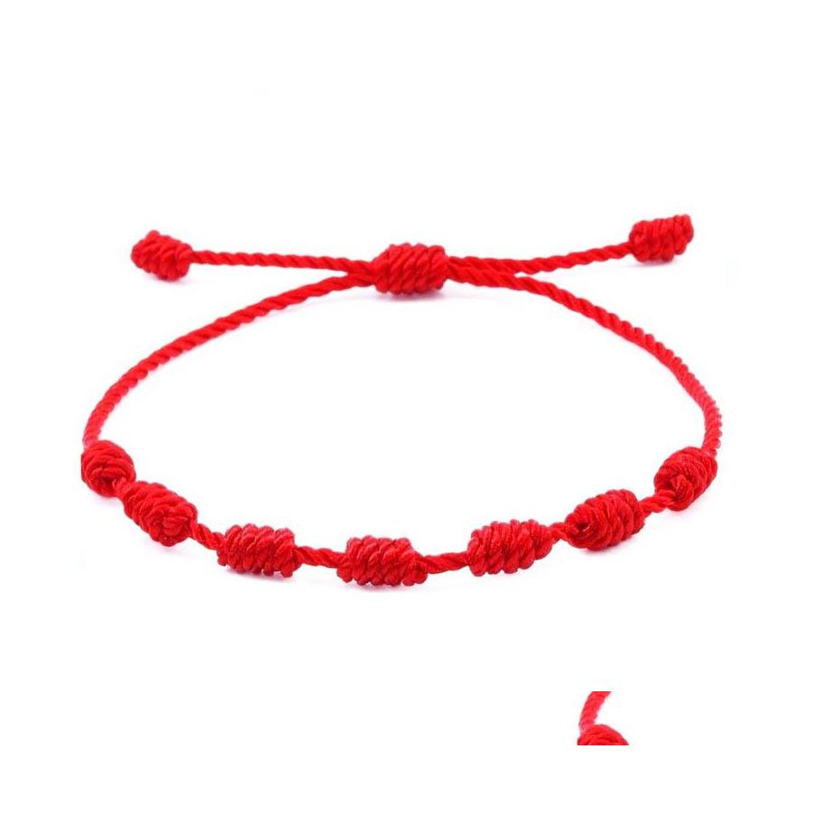 Charm Bracelets Handmade Love 7 Knot Lucky Ethnic Red Brown Adjustable Braided Rope Bracelet For Men Women Friendship Jewelry Drop De Otqhj