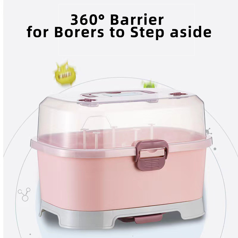 Other Baby Feeding Baby Feeding Bottle Drying Rack Storage Box Portable with Anti-dust Cover Dustproof Multi-Functional Nursing Tableware Container 23