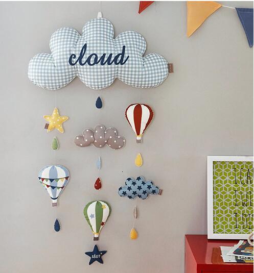 Wall Decor DIY Handmade Fabric Wall Decoration Pendant Bed Bell Wall Hanging Baby Girl Nursery Room Decor Clouds Style Children Room 230131