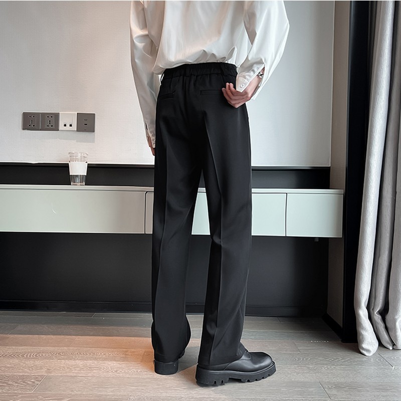 Men's Pants Men Suit Solid Full Baggy Casual Wide Leg Trousers Black White High Waist Straight Bottoms Streetwear Oversize 230130