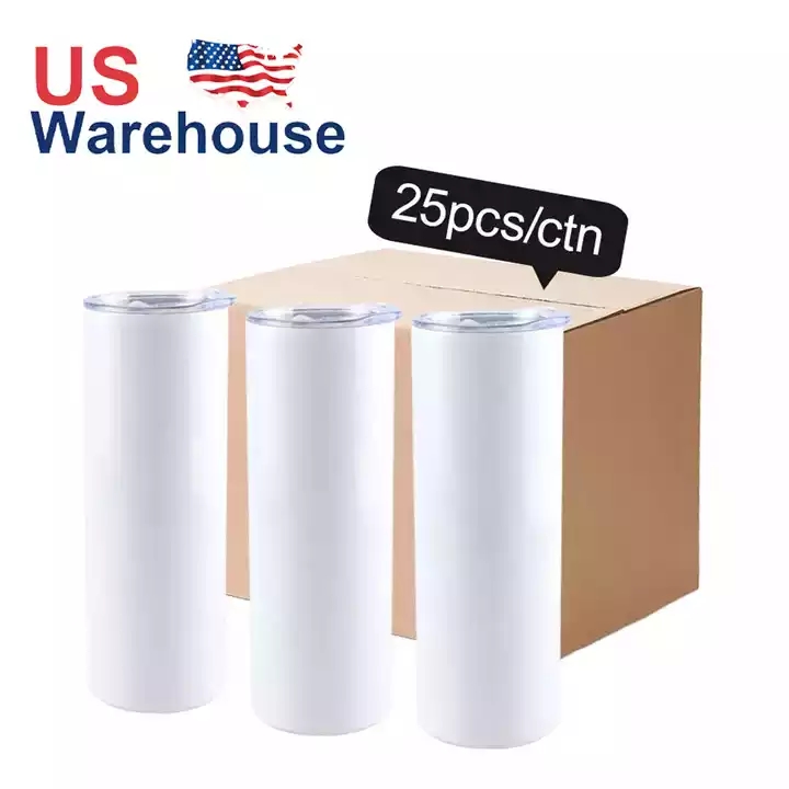 STRAIGHT Sublimation Tumblers With Straw Lid 20oz Stainless Steel Water Bottles Double Wall Insulated Outdoor Cups Mugs
