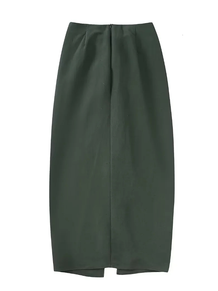 Two Piece Dress TRAF Knot Long Skirt Women High Waist Split Pencil Skirt Sets Streetwear Pleated Summer Skirts Woman Elegant Midi Skirts 230130
