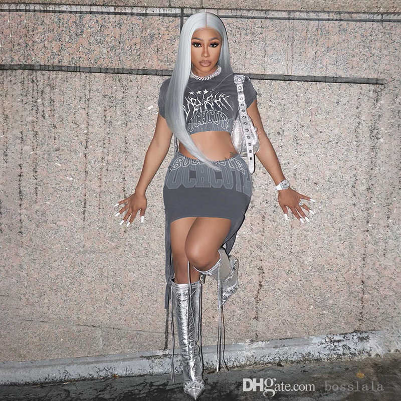 Fashion Womens Dress Outfits 2023 Summer New Letter Print Round Neck Exposed Navel Short Sleeve Skirt Two Piece Set, Gray4
Fashion Womens Dress Outfits 2023 Summer New Letter Print Round Neck Exposed Navel Short Sleeve Skirt Two Piece Set, Gray4