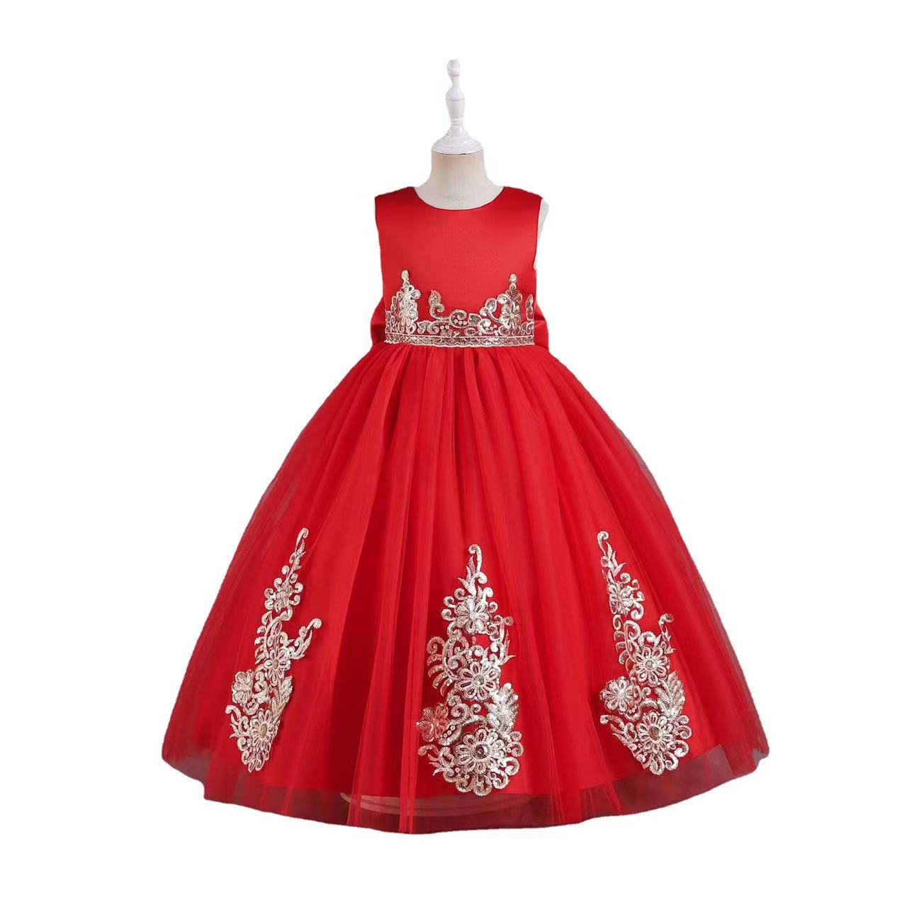 2023 Cute Flower Girl Dresses V Neck Lace Appliqued Beaded 3D Flower Girl Pageant Gowns sequined Bow Ruffle Tiered Skirt Birthday party Gowns