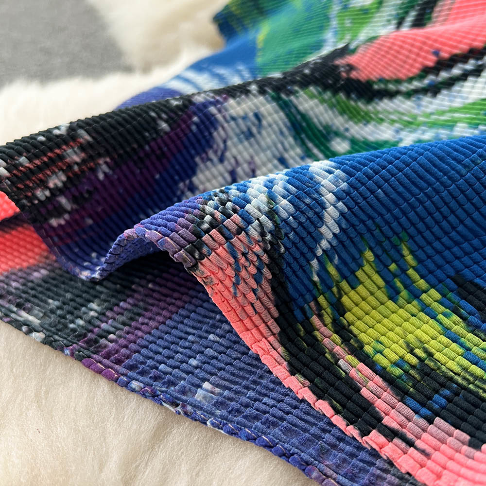 Two Piece Dress Summer Runway Flower Skirt Suit Women's Stretch Colorblock Knit Top High Waist Floral Printed Skirt Holiday Two Piece Set 230130