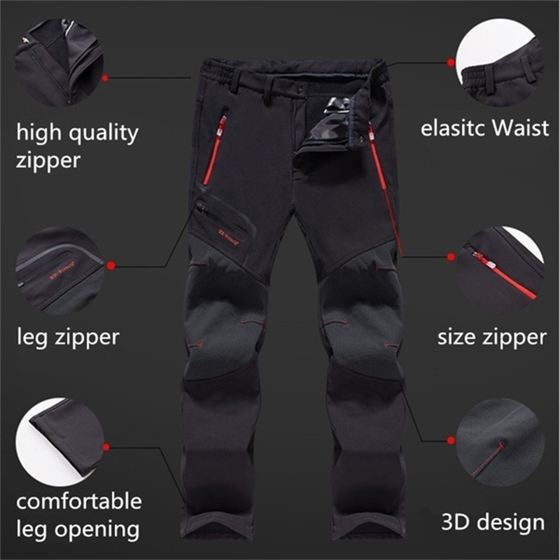 Men's Pants Softshell Fleece Men Hiking Camping Fishing Trekking Waterproof Cargo Winter Casual Warm Outdoor Sport Trousers 230130
