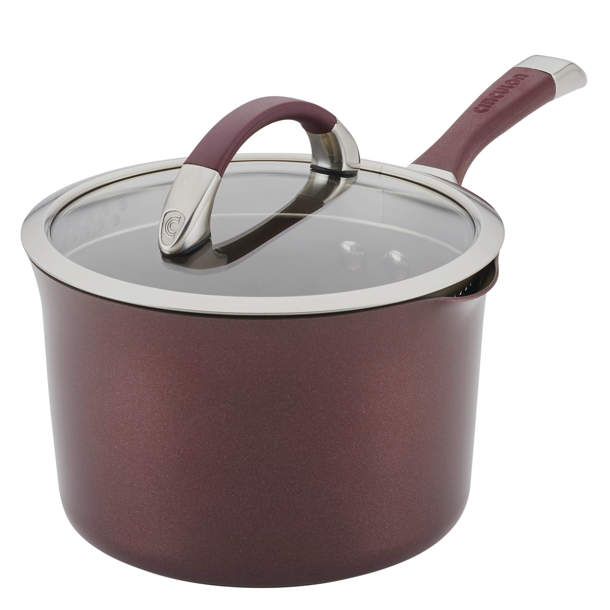Circulon Symmetry Hard-Anodized Nonstick Induction Saucepan with Straining Lid 3.5 Quart Merlot
Circulon Symmetry Hard-Anodized Nonstick Induction Saucepan with Straining Lid 3.5 Quart Merlot