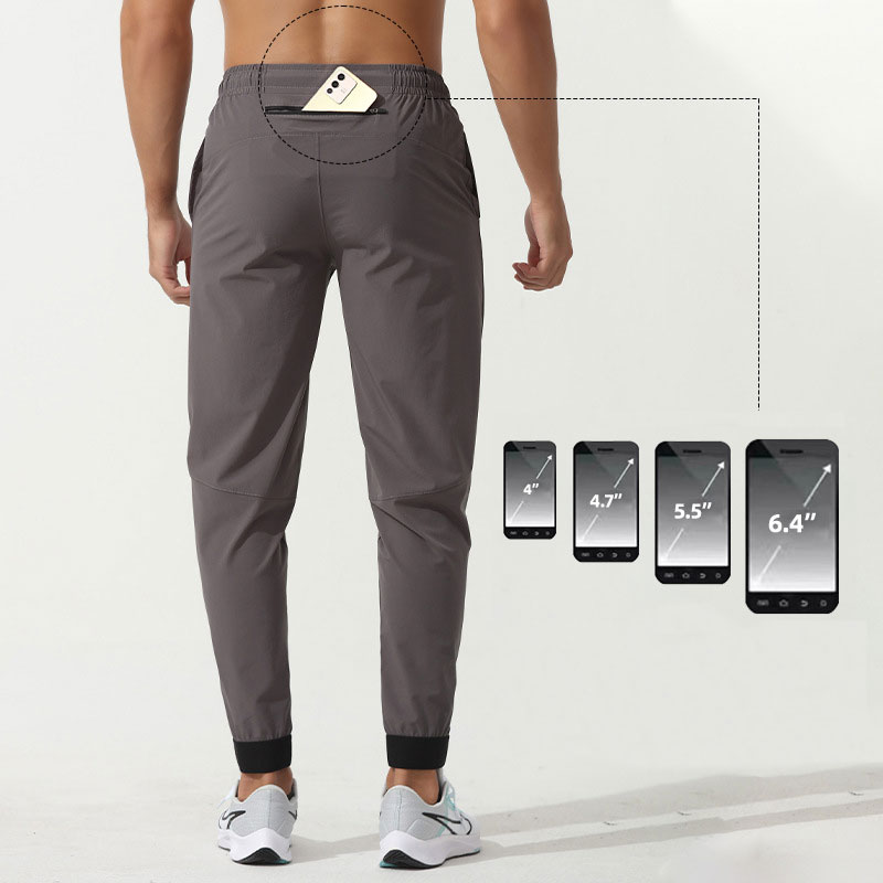 Men Versatile Jogger Workouts Pants Zippered Pocket at Back Waistband Sweatpants Comfortable Joggers Drawstring Trousers Breathable Quick-Dry Yoga Act