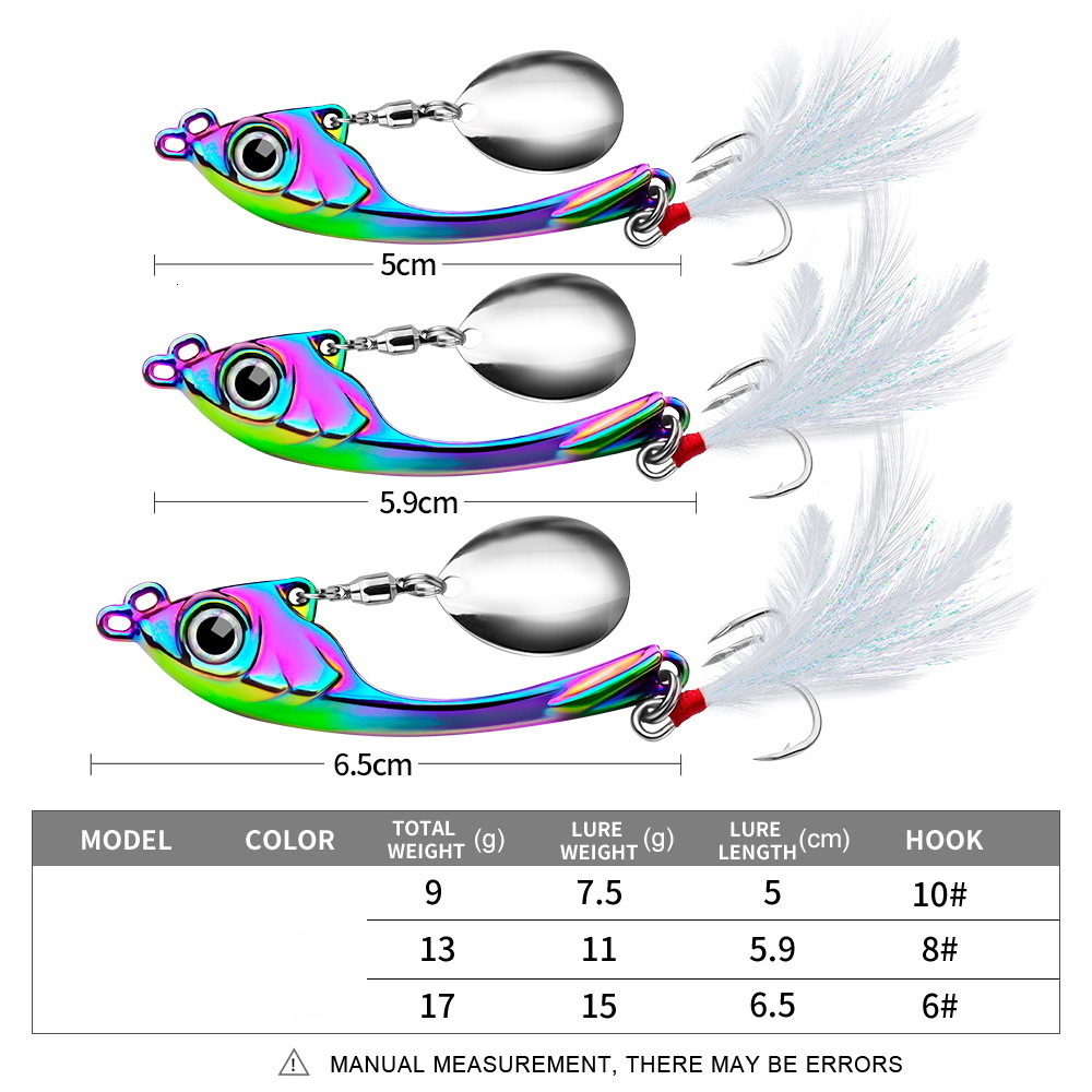 Baits Lures Spinner Bait 9g 13g 17g Metal Vib Fishing Lure Trolling Rotating Spoon Wobbler Sinking Hard With Sequin Pesca For Bass Pike 230801
