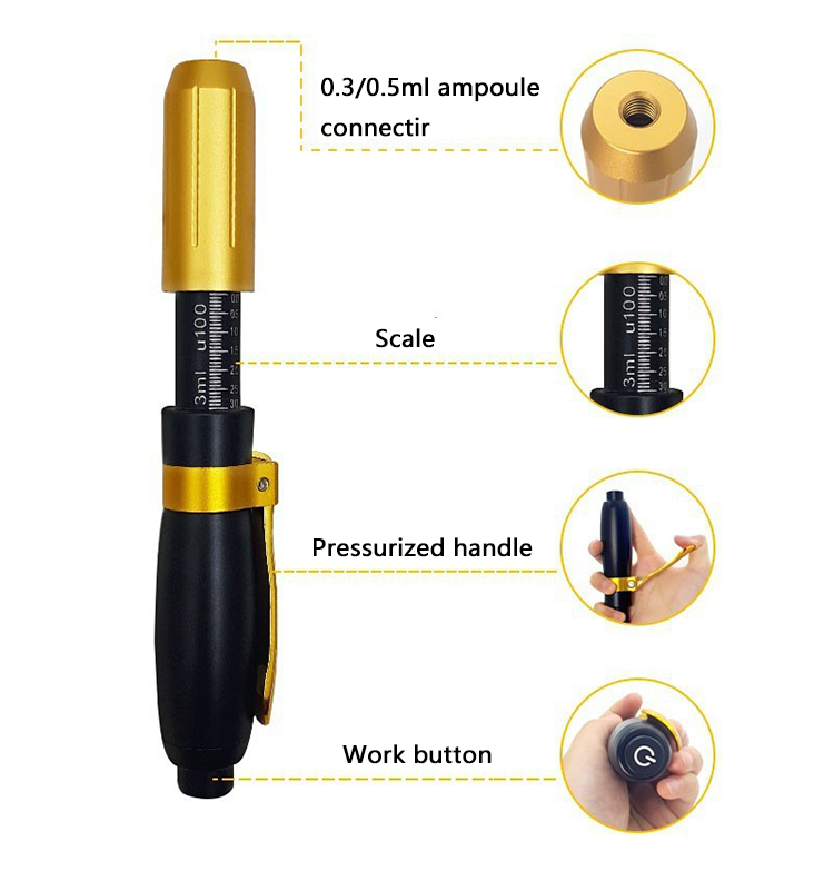 2023 Best Selling High Pressure Hyaluronic Acid Pen Serum Mesotherapy Gun Hyaluronic Acid Filler Pen