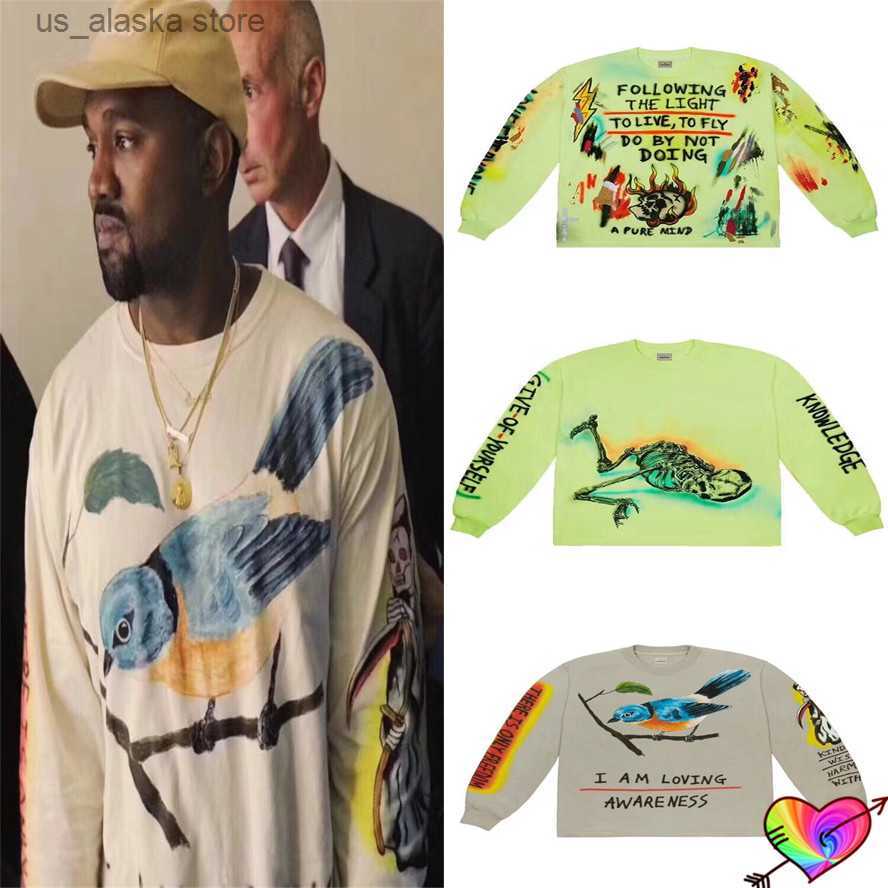 Men's Hoodies Sweatshirts Graffiti T-shirt Long Sleeve Kids See Ghosts T-shirt Men Women Hip Hop Magpie Graphic Print Tops Crewneck Tee T230731