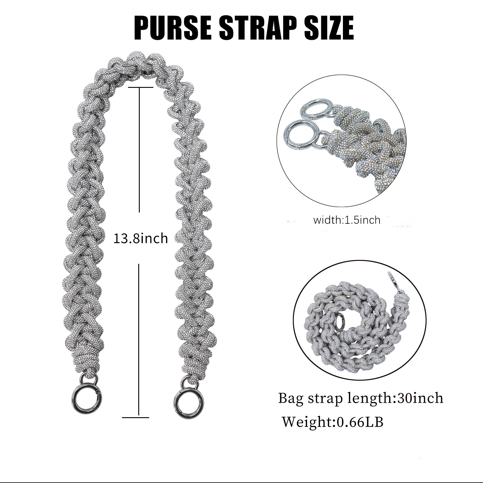 Bag Parts Accessories 30inch Crystal Wide Purse Strap Replacement Crossbody Shoulder Straps for Handbags Sier 230731 5e40