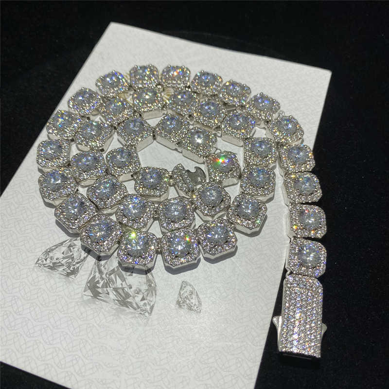 moissanite chain cuban k chainHip Hop Moissanite Chain Iced Out Dia Cuban Necklace Fashion Men Jewelry Solid Sier