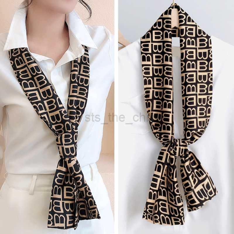 Scarves Silk scarf Skinny Scarves Letters Bright Fresh Polka Dots Neck Wraps Cute Ribbon Hairband Neckerchief T-Shirt Scarf for Women Y23
