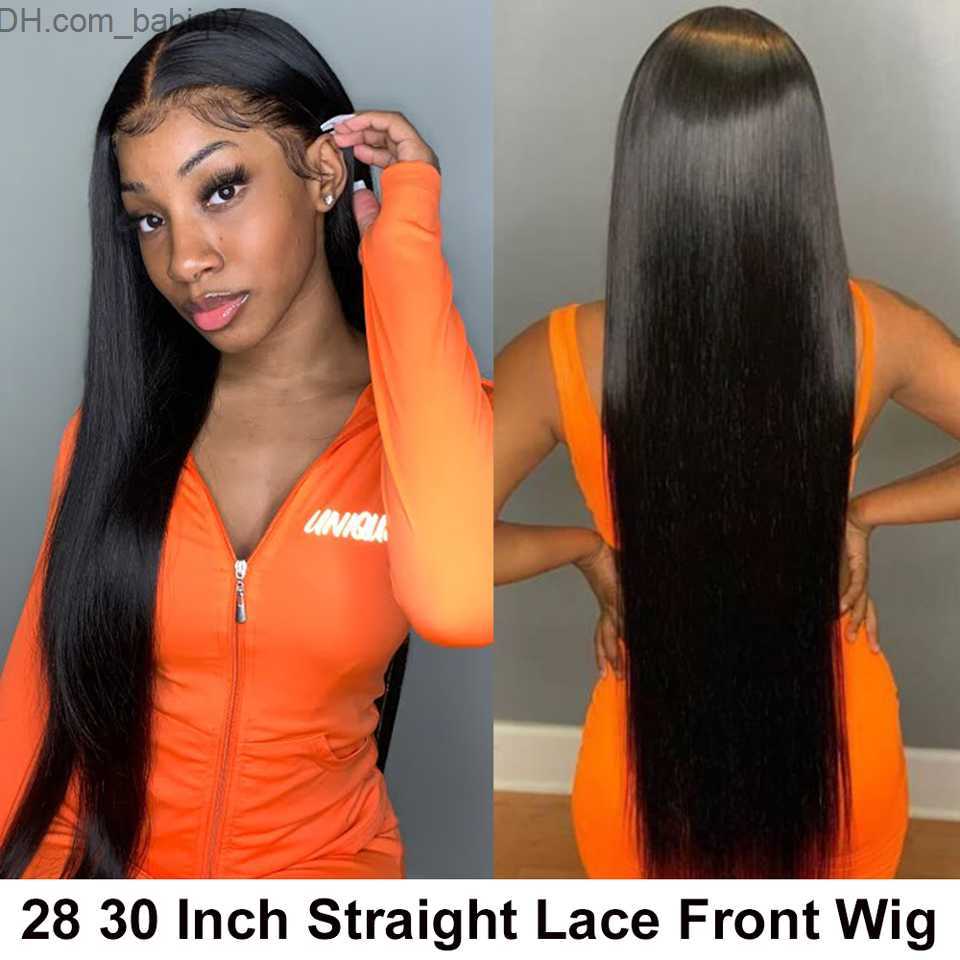 Synthetic Wigs 150 Density Ginger Lace Front Women039s Wig Straight 100 Human Hair High Definition Brazilian Remi Orange Lace Closed Wig Seam2012696 Z