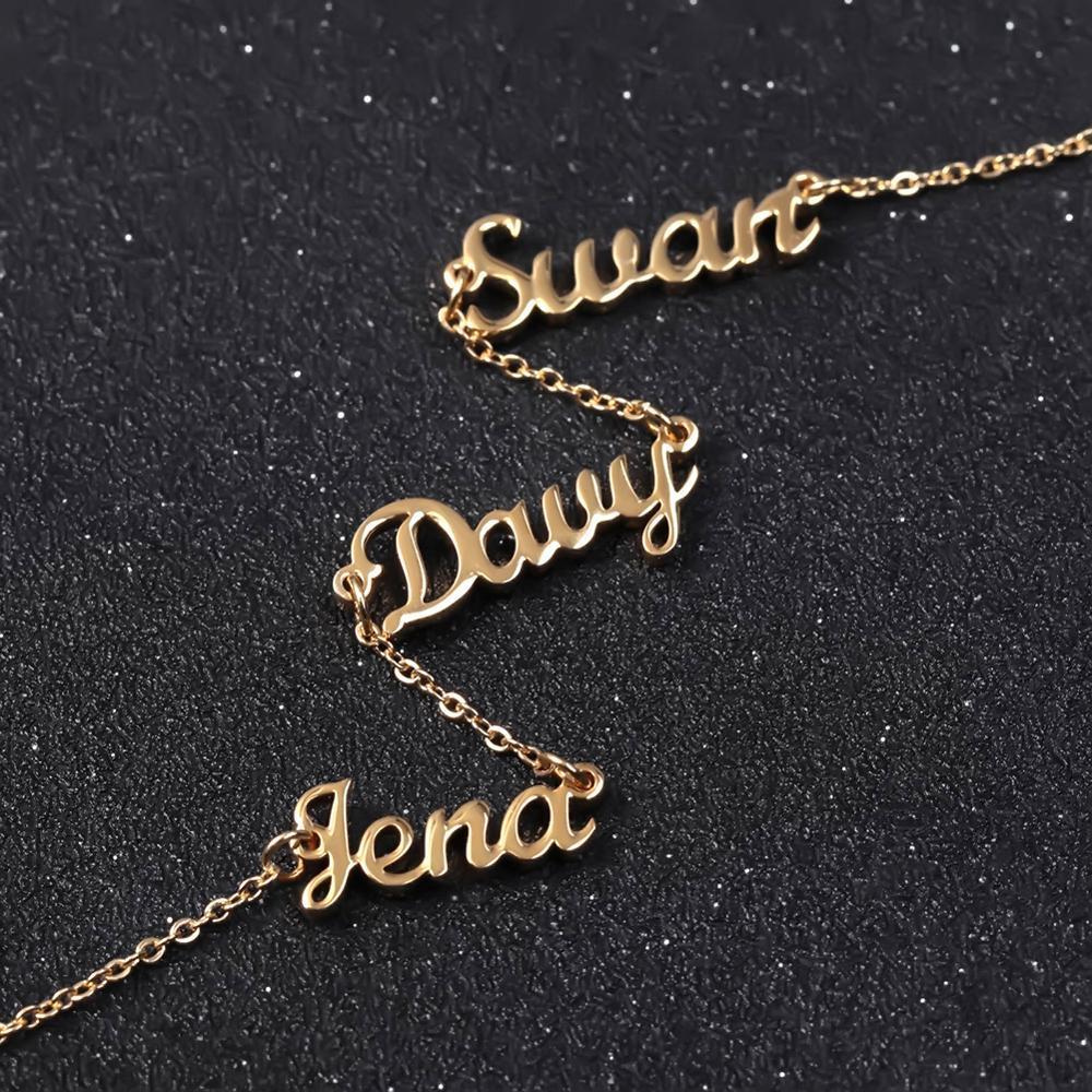 Pendant Necklaces Customized16Multiple Names Necklace Kids Personalized Nameplate Choker Mom Dad Jewelry Stainless Steel Birthday Gifts 230731