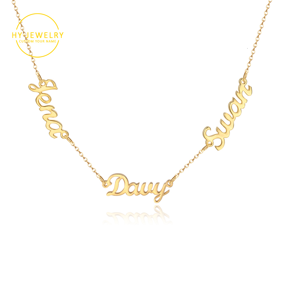 Pendant Necklaces Customized16Multiple Names Necklace Kids Personalized Nameplate Choker Mom Dad Jewelry Stainless Steel Birthday Gifts 230731