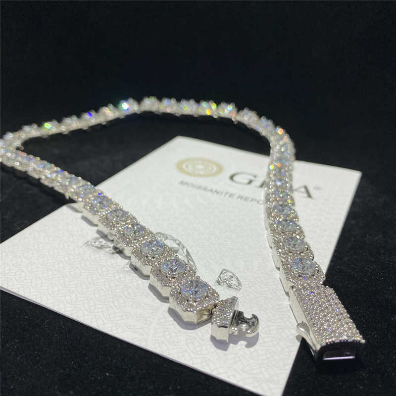 Necklace moissanite chain cuban link chainHip Hop Moissanite Chain Iced Out Diamond Cuban Necklace Fashion Men Jewelry Solid Silver