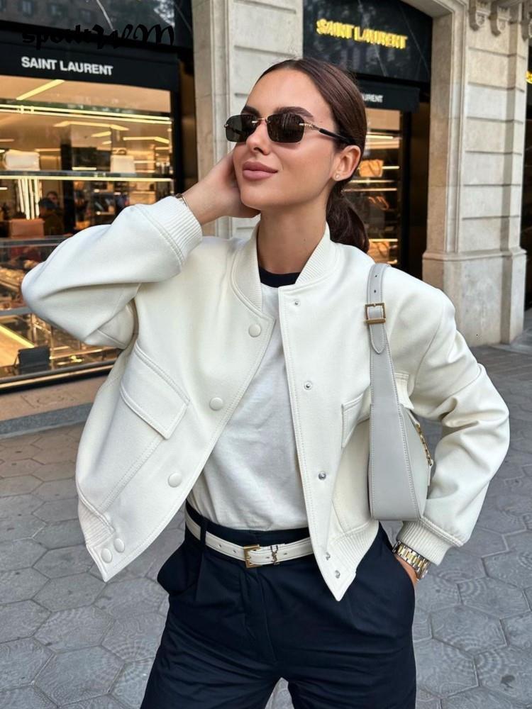 Women s Jackets 2023 Spring Autumn Fashion Pocket Short Jacket Women Solid O Neck Long Sleeve Coat Casual Female Single Breasted Outwear 230801