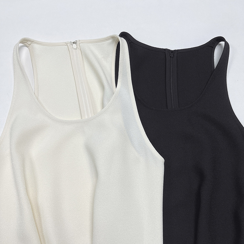 t-oteme Loose and Comfortable Drop U Neck Acetic Acid Blended Sleeveless A-line Dress