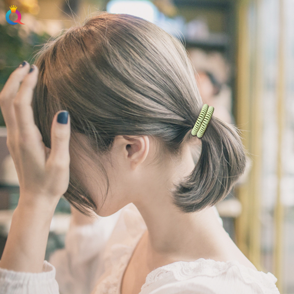 6Pcs/lot New Candy Color Telephone Wire Elastic Hair Rope Tie Women Girls Frosted Spiral Cord Rubber Band Stretch Head Band 2340