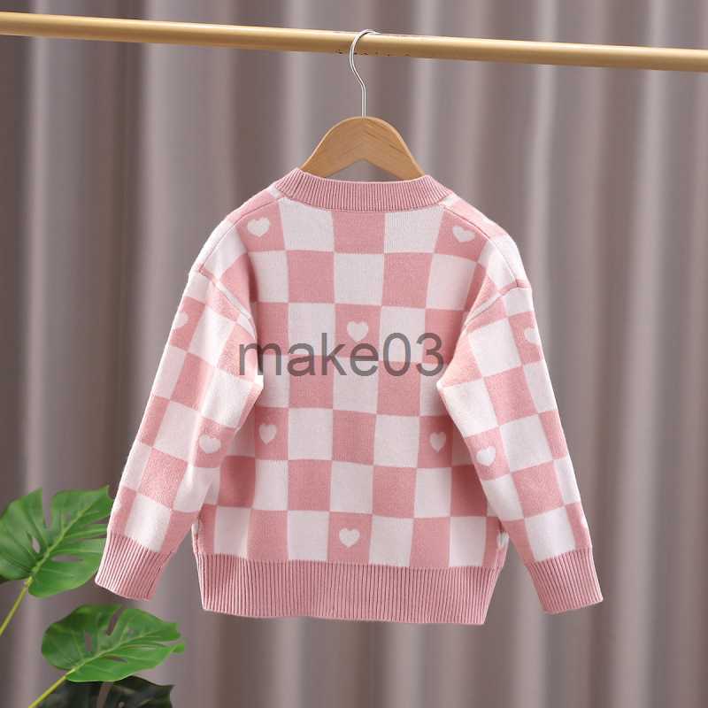 Cardigan Children's clothing girls knitted sweater cardigan plaid sweater coats Kids Autumn Winter woollen Baby Girls Cardigans Sweaters J230801