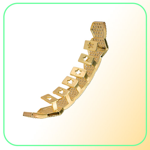 Iced Out Vampire Teeth Grillz Gold Silver Plating Micro Pave CZ Stones Mouth Grills fit Upper and Bottom