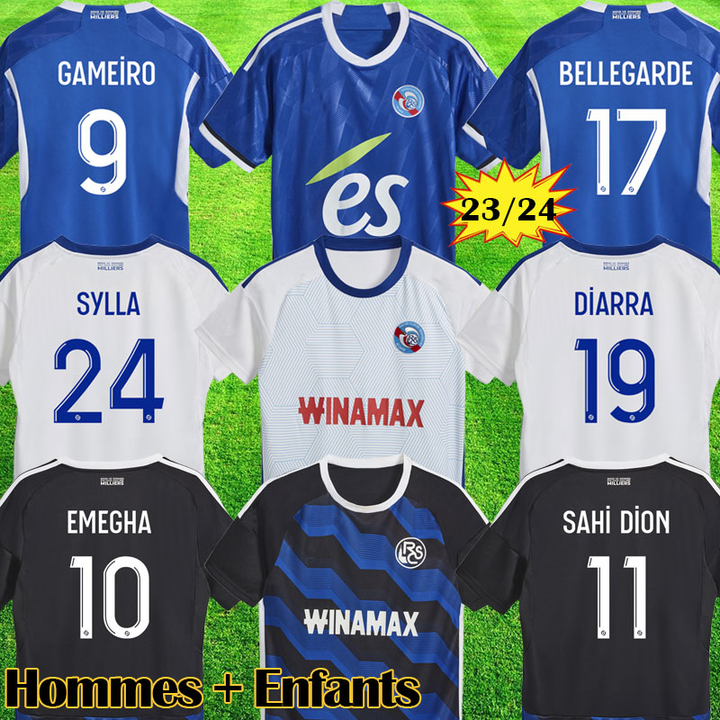 23 24 RC Strasbourg SAHI DION soccer jerseys maillot de foot EMEGHA 2023 2024 AHOLOU BELLEGARDE DEMINGUET LiEnard Diallo DJIKU AJORQUE Gameiro SYLLA football shirts