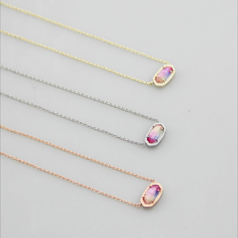 Rainbow Color Shell Fashion Pendant Necklaces Necklace Real 18K Gold Plated Dangles Glitter Jewelries Letter Gift With free dust bag