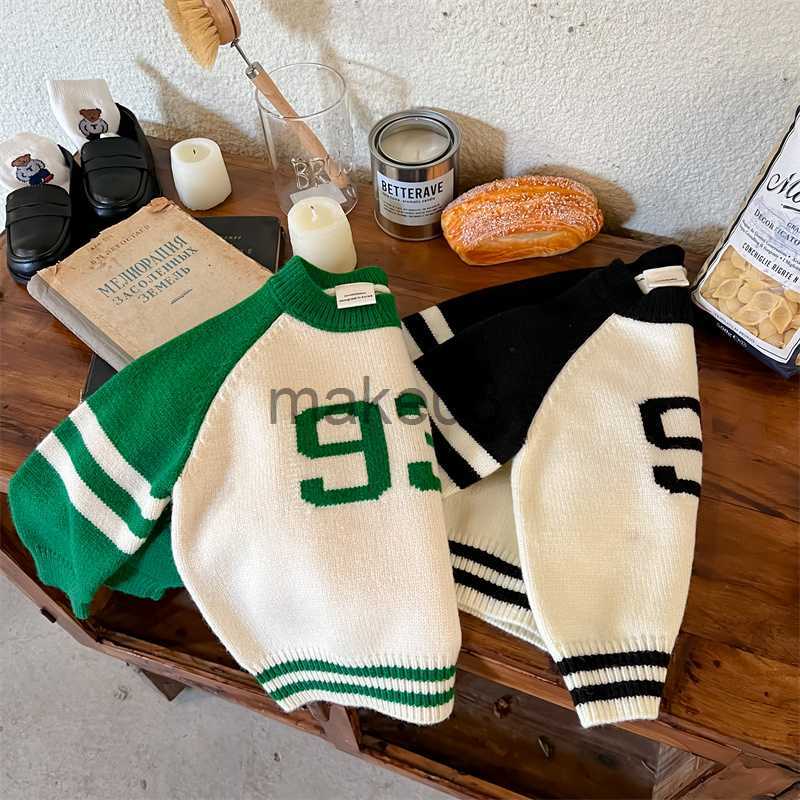 Cardigan Chen Ma Kids' Sweater 2022 Autumn and Winter New Letter Simplicity ColorBlock Crew Neck Pullover Baby Sweater Fashion J230801