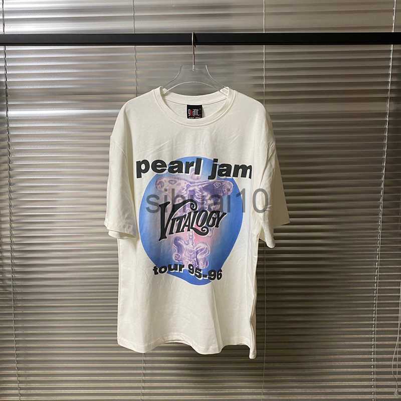 Men's T-Shirts PearI Jam Rock Band Washed Cotton Vintage T Shirt Streetwear Vintage Best Quality Graphics Printing KENIJIMA same men clothing J230731