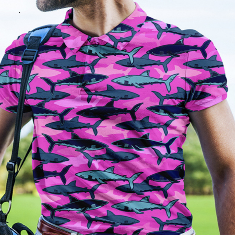 Men's Polos Fashion Floral Print Polo Shirt Men High Quality Summer Casual Short Sleeve Button Collar Golf Shirt 230801