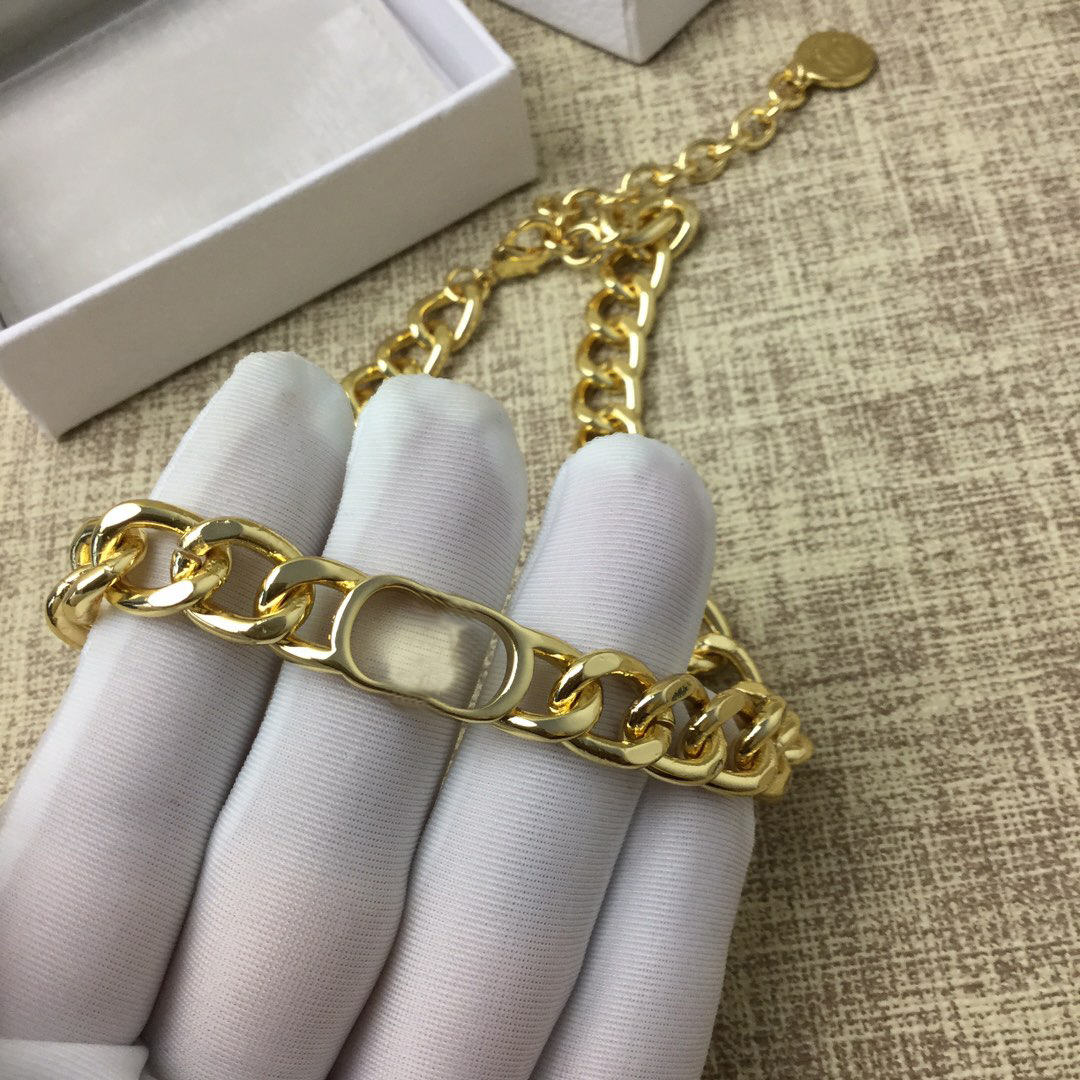 Vintage Fashion Luxury Necklace Minuscule C/D Gold Plated Necklace Family Thick Neck Chain Fashion Brand Bracelet Necklace Bright Gold Free Shipping