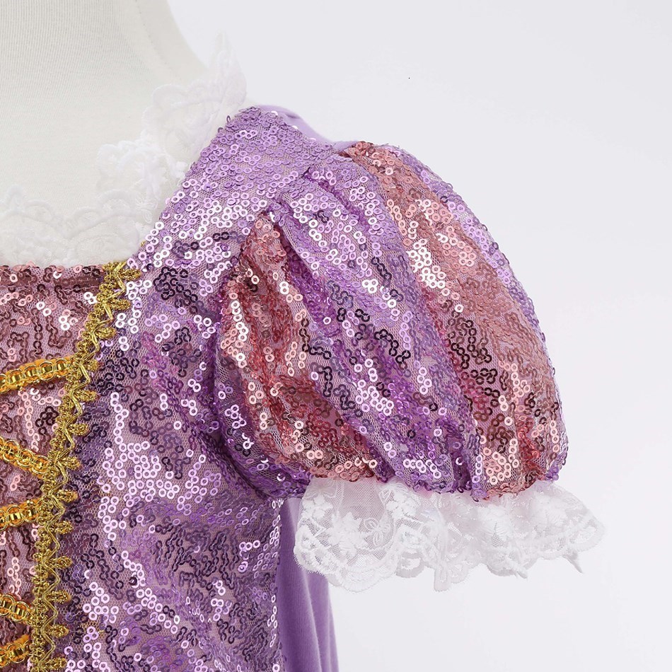 Cosplay Children Halloween Costume Little Girls Rapunzel Costume Sequins Purple Dress Kids Princess Cosplay Dress 3 4 5 6 7 8 9 10 Years 230731