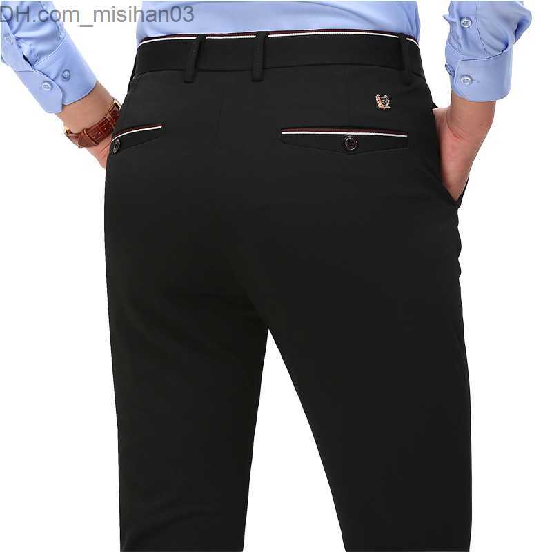 Men's Pants 2022 suit pants Fashion elegant men's dress pants Solid straight men's slim formal men's Leggings Black Z230801