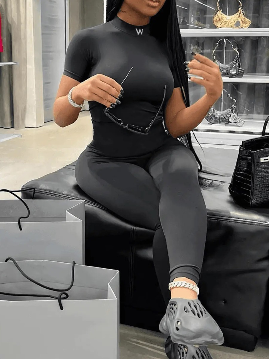 Jumpsuits Rompers Womens LW Jumpsuits Woman Female Jumpsuit Skinny Jumpsuit Short Sleeve Bodycon Fitness Bodysuit Overalls 2
