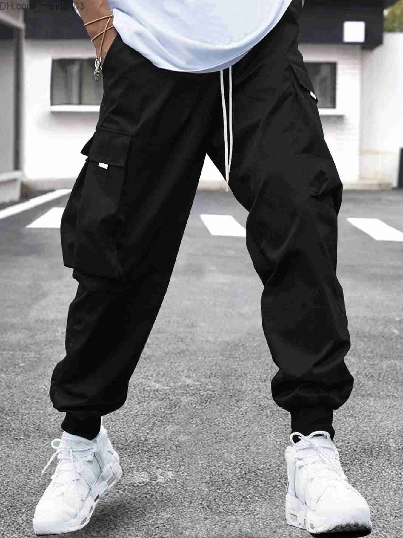 Men's Pants Men's Flap Pocket Side Pull Waist Cargo Pants Z230801