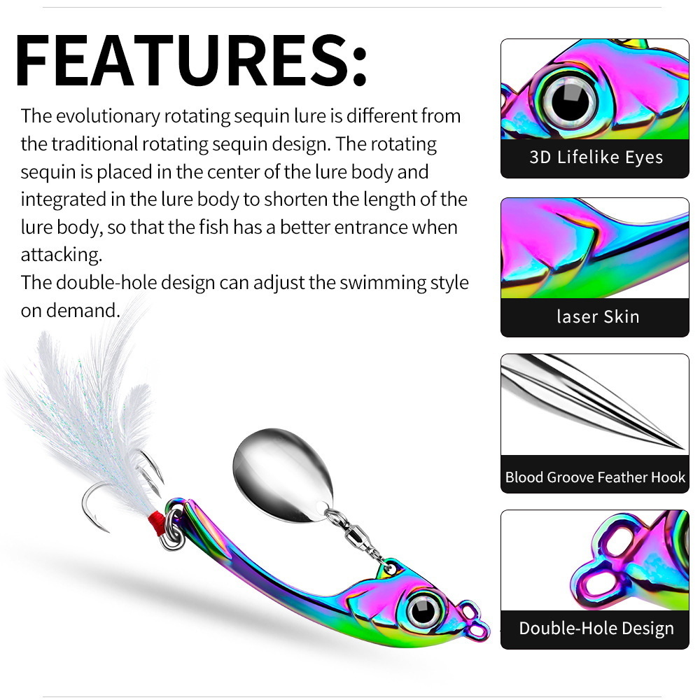 Baits Lures Spinner Bait 9g 13g 17g Metal Vib Fishing Lure Trolling Rotating Spoon Wobbler Sinking Hard With Sequin Pesca For Bass Pike 230801