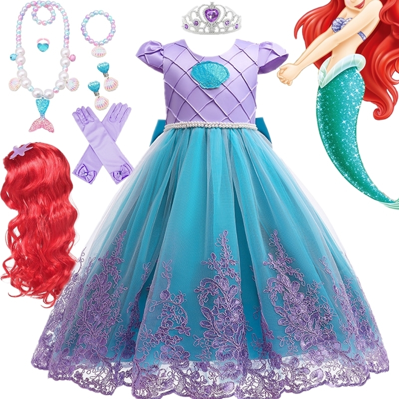 Girl's Dresses Little Mermaid Dress Cosplay Princess Halloween Costume Kid Dress For Girl Child Carnival Birthday Party Clothes Summer Vestidos 2