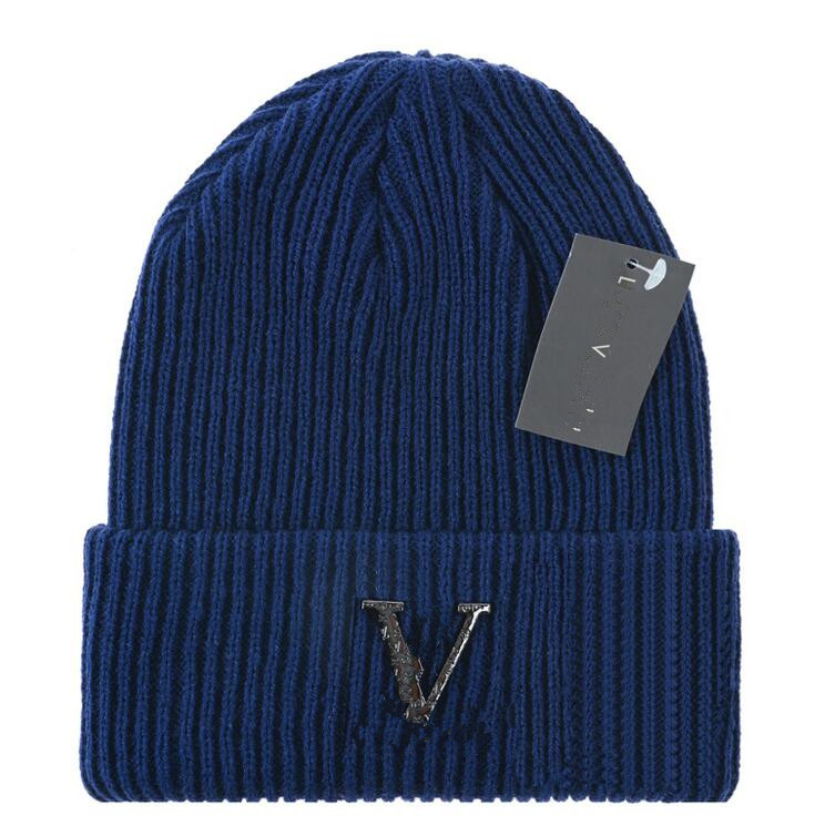 Outdoor Warm Beanies Knitted Hats Letter V Skull Cap Women Casual Candy Color Knitted Hat
