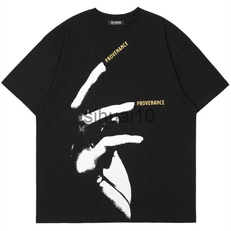 Men's T-Shirts Raf Simons 2023 Latest Spring And Summer Finger Print Slogan High Quality Cotton 100% Short Sleeve T-Shirt J230731