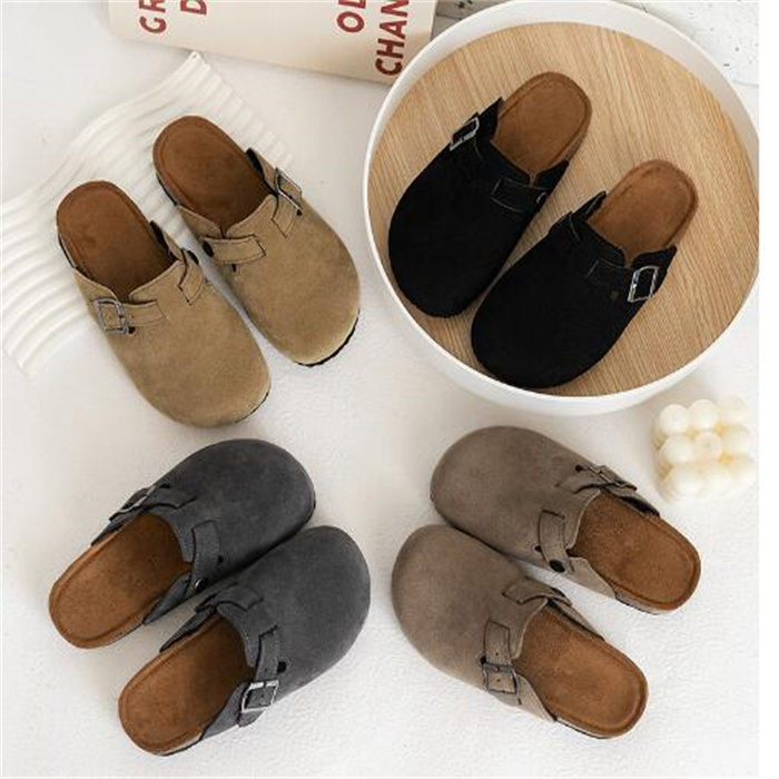 Designer Cork Flat Slippers Fashion Leather kids Slipper Favourite Beach Sandals Boys Girls Youth Children Casual Shoes Clogs Bag Head Non-slip Slides