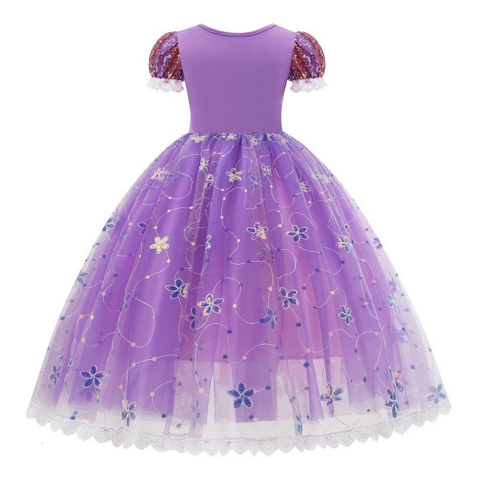 Cosplay Children Halloween Costume Little Girls Rapunzel Costume Sequins Purple Dress Kids Princess Cosplay Dress 3 4 5 6 7 8 9 10 Years 230731