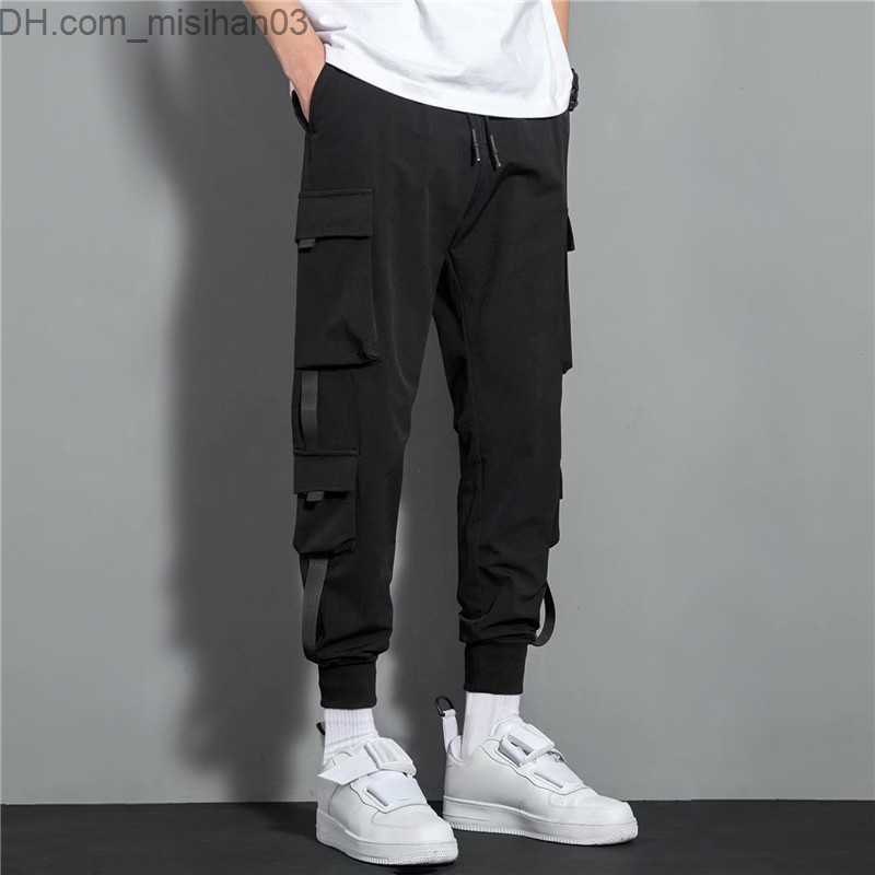 Men's Pants New hip-hop jogger cargo pants Men's harem pants Multi pocket ribbon Men's sports pants Street casual pants Men's spor