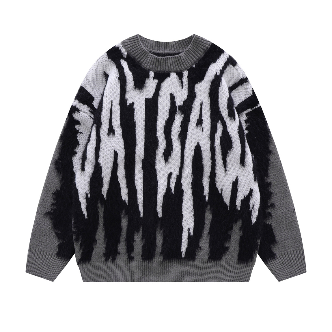 Men's Sweaters Antarctic Velvet Ferret Threedimensional Jacquard Knitwears Stripe Tassels Sweater Unisex Oversized Round Neck Pullover Knit 23073 - view 6