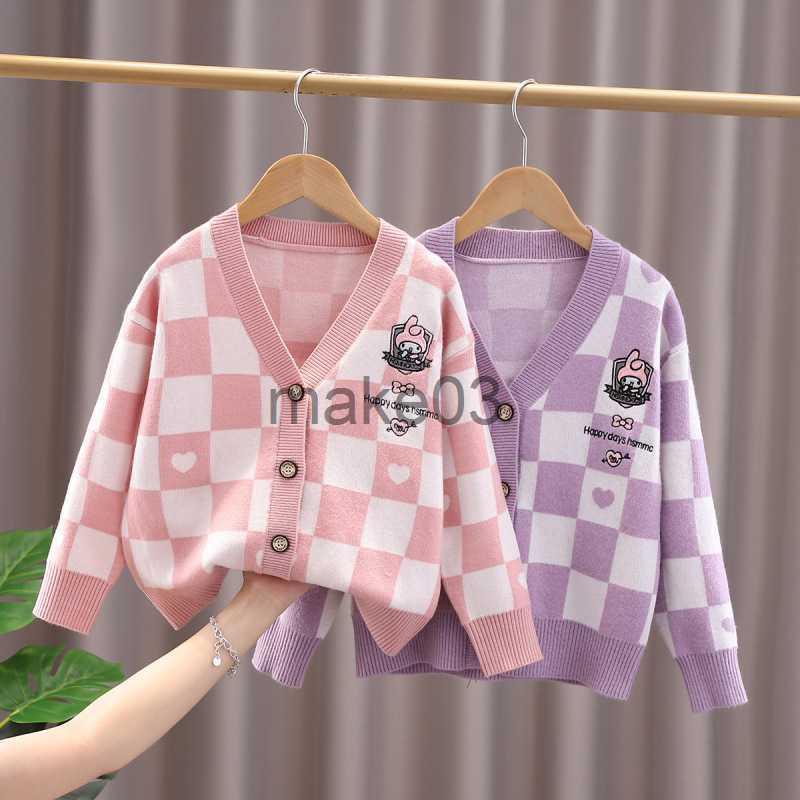 Cardigan Children's clothing girls knitted sweater cardigan plaid sweater coats Kids Autumn Winter woollen Baby Girls Cardigans Sweaters J230801